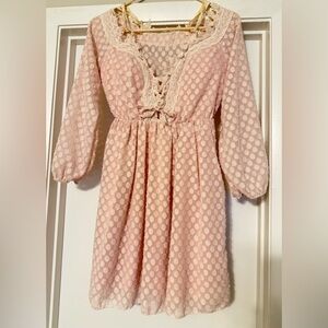 Charming Pink Lace Dress